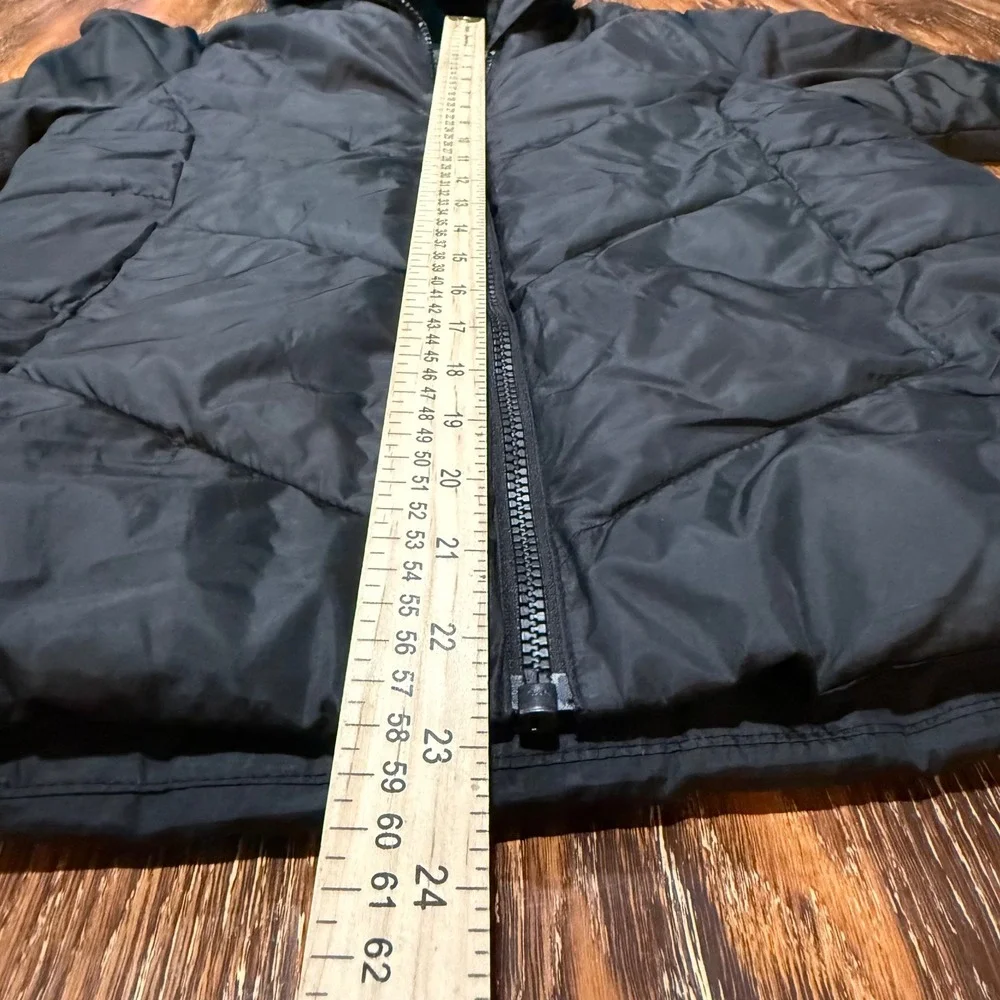 Swiss Tech Kids Black Puffer Jacket Hooded Coat Full Zip Size M 7-8 Boys Girls